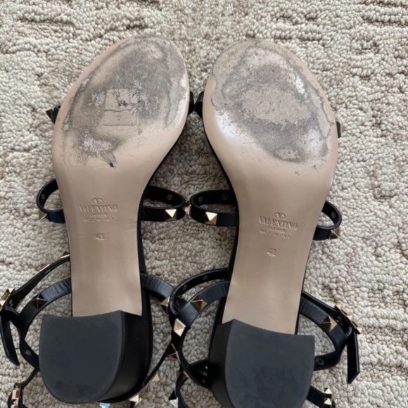 Valentino Rockstud caged leather 60 ankle strap sandal-BLACK - Picture 3 of 5